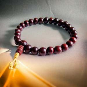 Boutique TIBET | Petit Nalanda BRACELET Elastique Jaune (19-20cm) Bracelet Santal Rouge +🎁