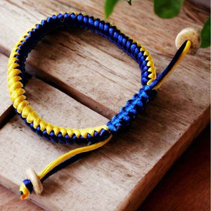Boutique TIBET | Petit Nalanda BRACELET Bleu & Jaune Ajustable | 2 Bracelets 2 Bracelets Porte Bonheur +🎁