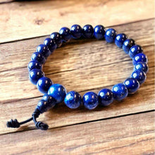 Charger l&#39;image dans la galerie, Boutique TIBET | Petit Nalanda BRACELET Elastique 17-19cm | 9mm Corde Noire Bracelet Lapis Lazuli +🎁