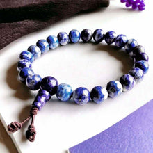 Charger l&#39;image dans la galerie, Boutique TIBET | Petit Nalanda BRACELET Elastique 15-17cm | 8mm Corde Marron Bracelet Lapis Lazuli +🎁