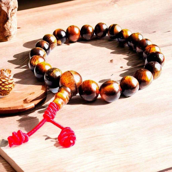Boutique TIBET | Petit Nalanda BRACELET Œil de Tigre | Elastique Rouge Femme 15-17cm Bracelet Œil de Tigre +🎁