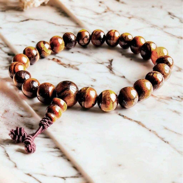 Boutique TIBET | Petit Nalanda BRACELET Œil de Tigre | Elastique Noir 16-18cm Bracelet Œil de Tigre +🎁