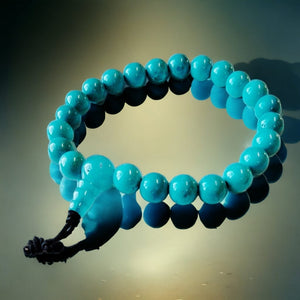 Boutique TIBET | Petit Nalanda BRACELET Elastique  17-18cm | 9mm Corde Noire Bracelet Turquoises  +🎁