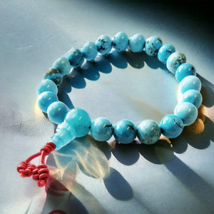 Boutique TIBET | Petit Nalanda BRACELET Elastique 16-17cm | 8mm Corde Rouge Bracelet Turquoises  +🎁