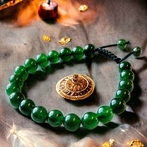 Boutique TIBET | Petit Nalanda BRACELET Jade Vert Foncé | Ajustable Bracelets Collection Himalaya +🎁