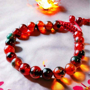 Boutique TIBET | Petit Nalanda BRACELET Agates Rouges Vertes | Ajustable Bracelets Collection Himalaya +🎁