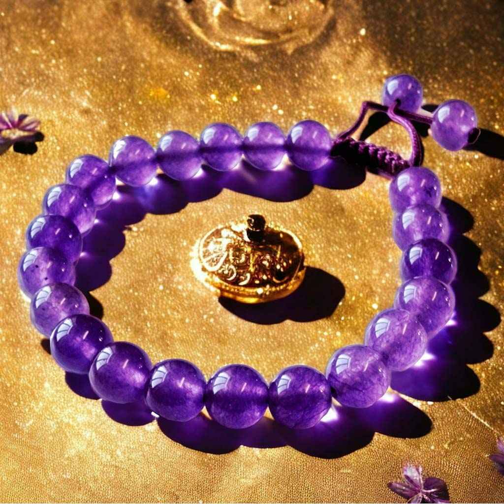 Boutique TIBET | Petit Nalanda BRACELET Onyx Violet | Ajustable Bracelets Collection Himalaya +🎁