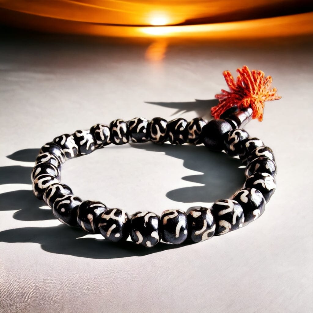 Boutique TIBET | Petit Nalanda BRACELET Perle Mantra | Elastique Pompon Rouge Bracelets Mantra +🎁