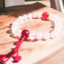 Charger l&#39;image dans la galerie, Boutique TIBET | Petit Nalanda BRACELET Avec perle Mantra | Elastique Bracelets Quartz Rose +🎁