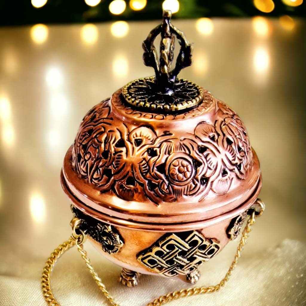 Boutique TIBET | Petit Nalanda BRULEURS Moyen 13cm Brûleur Encens Cuivre Bol d'Offrandes