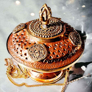 Boutique TIBET | Petit Nalanda BRULEURS Grand 17cm Brûleur Encens Cuivre Bol d'Offrandes