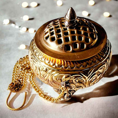 Boutique TIBET | Petit Nalanda BRULEURS Moyen 12cm Brûleur Encens Gold Fleur +🎁