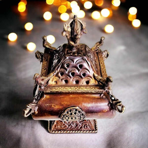 Boutique TIBET | Petit Nalanda BRULEURS Big 900grs | 17cm Largeur x 20cm Hauteur Brûleur Encens Temple Bouddhiste +🎁