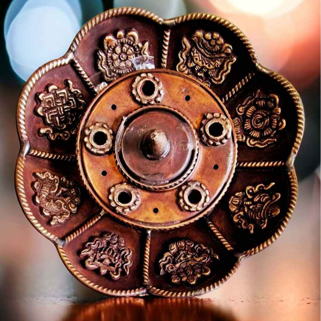 Boutique TIBET | Petit Nalanda BRULEURS Cuivre Grand 15cm Brûleurs Encens Fleur Lotus +🎁