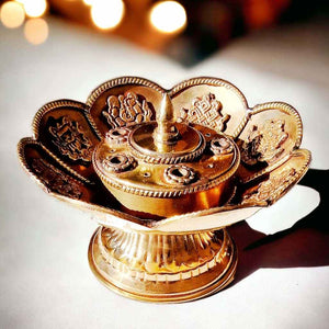 Boutique TIBET | Petit Nalanda BRULEURS Gold Moyen 12cm Brûleurs Encens Fleur Lotus +🎁