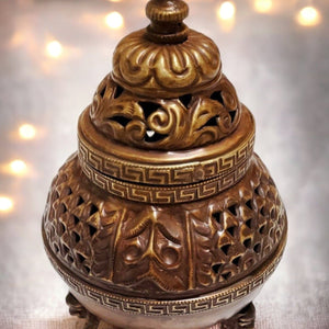 Boutique TIBET | Petit Nalanda BRULEURS Moyen Cuivre | Sans Chaînes 14cm Brûleurs Encens Précieux Vase +🎁