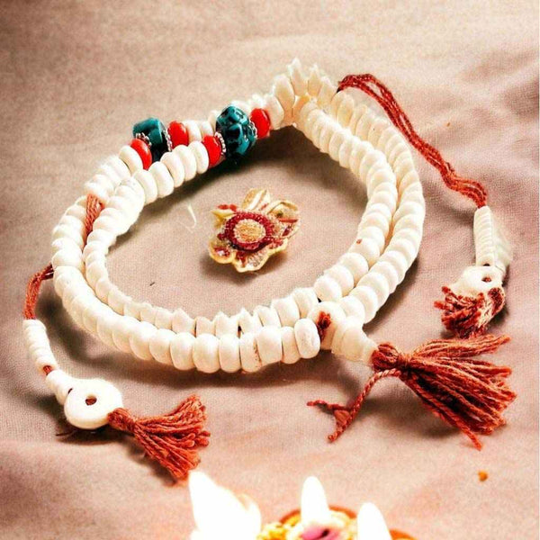Boutique TIBET | Petit Nalanda COLLIER Blanc 8mm Mala Bouddhiste Traditionnel +🎁