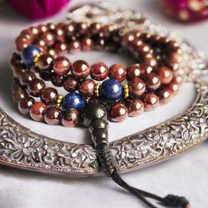 Boutique TIBET | Petit Nalanda COLLIER Mala Grenat & Lapis Lazuli +🎁
