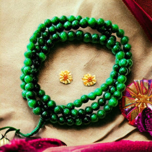Boutique TIBET | Petit Nalanda COLLIER Mala Jade Vert +🎁