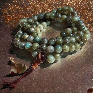Boutique TIBET | Petit Nalanda COLLIER Mala Labradorites +🎁