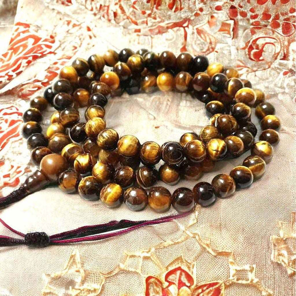 Boutique TIBET | Petit Nalanda COLLIER Mala Œil de Tigre +🎁