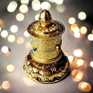 Boutique TIBET | Petit Nalanda MOULIN Grand 15cm / Gold Moulins à Prières | Accumulation du Positif