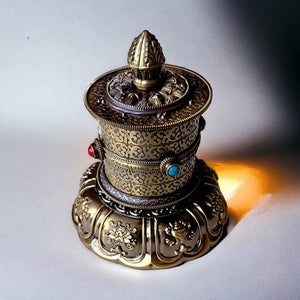 Boutique TIBET | Petit Nalanda MOULIN Grand 15cm / Bronze Moulins à Prières | Accumulation du Positif