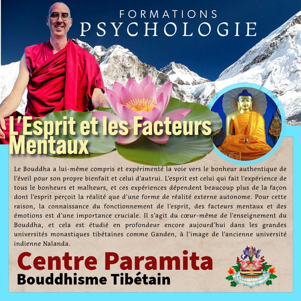 PSYCHOLOGIE BOUDDHISTE 13-15 Fév | Formation 3 jrs L'Esprit & les Facteurs Mentaux | Enseignant Tenzin Gawa (Jason) au Petit Nalanda