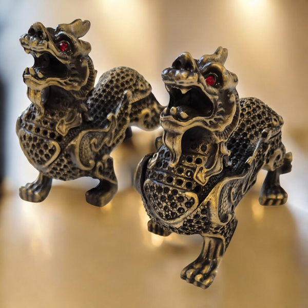Statuettes des Lions des Neiges Tibétains
