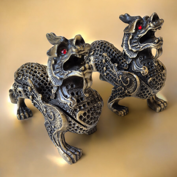Statuettes des Lions des Neiges Tibétains