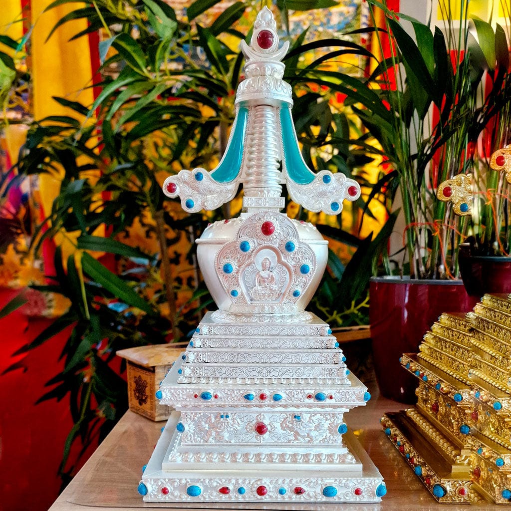 Petit Nalanda du Centre Paramita STOUPA STOUPA BLANC 1.3Kg - 30cm Stoupa Tibétain | L'Esprit des Bouddhas | NOUVEAU