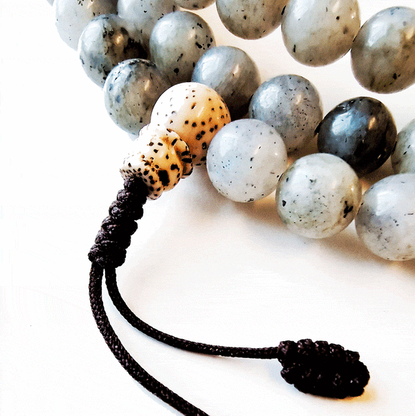 Boutique TIBET | Petit Nalanda COLLIER Mala Labradorites et Lotus +🎁
