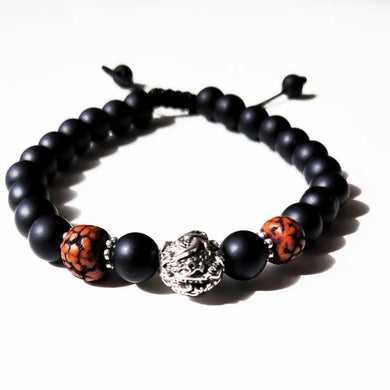 Bracelet Onyx Mat et Argent Mani