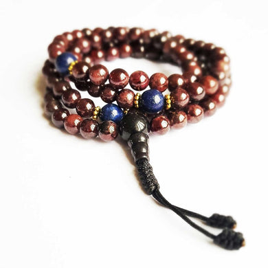 Mala Tibétain | Grenat & Lapis Lazuli | NEPAL 7mm