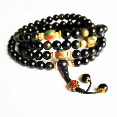 Mala Onyx et Perles Métalliques