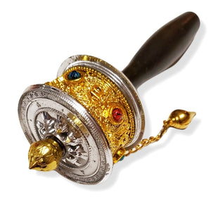 Moulin à Prières Tibétain | Résine & Bois | INDE18cm